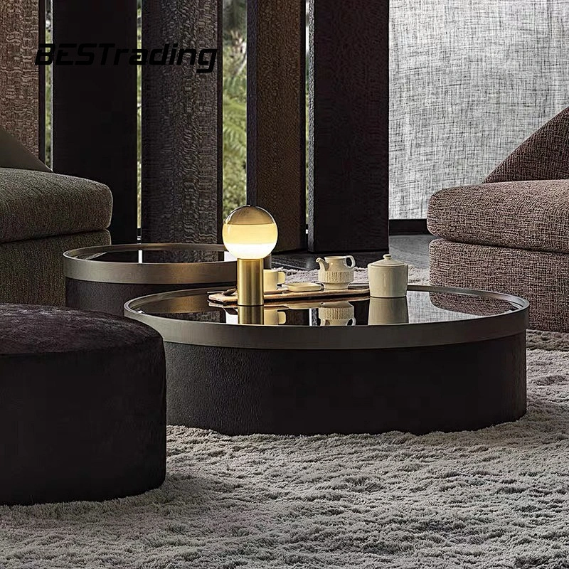 Modern round glass coffee table