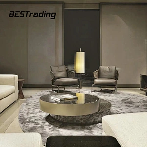 Modern Luxury Living Room Furniture Coffee Table Gold Toughened Glass Black Center Table