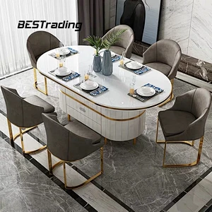 European Design Luxury Villa Dining Room Furniture Leather Chair Modern Dinning Chair  Metal Chair