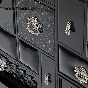 Italian Light Luxury Living Room White Sideboard Glass Black Sideboard Art Design Wooden Cabinet