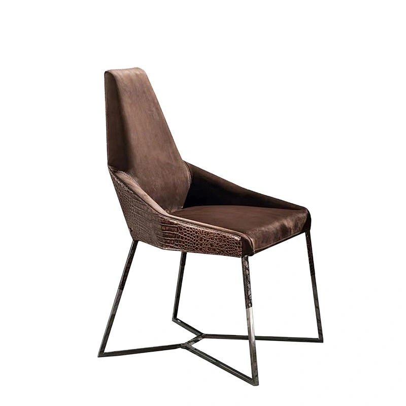 Italian Design Modern Dining Room Furniture Leather chair  Luxury Living Room Chairs Stainless Steel Chair