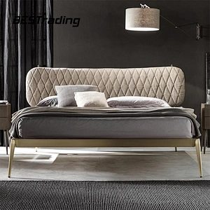 Light luxury bedroom furniture double bed nordic minimalist  fabric bed