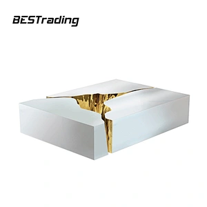Italian Design Living Room Furniture Modern Coffee Table White Stainless Steel Center Table