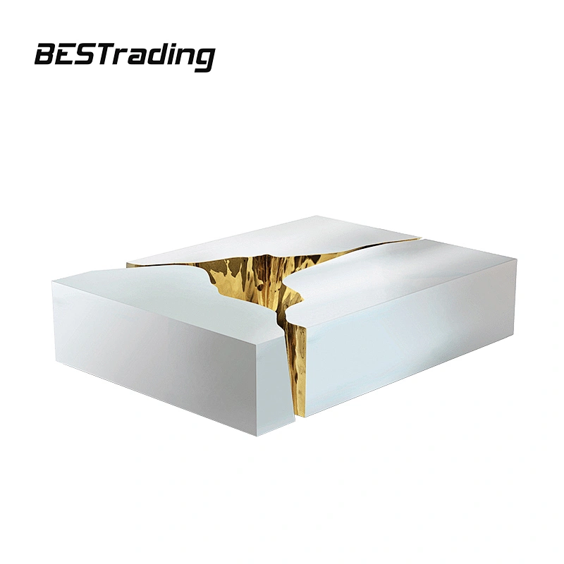 Italian Design Living Room Furniture Modern Coffee Table White Stainless Steel Center Table
