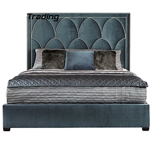 Latest Modern Fashion bedroom set Leather Material Upholstery King Size double bed bed room furniture