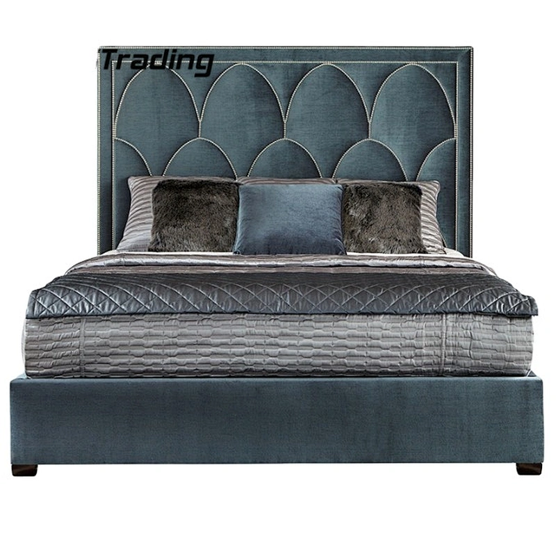 Latest Modern Fashion bedroom set Leather Material Upholstery King Size double bed bed room furniture