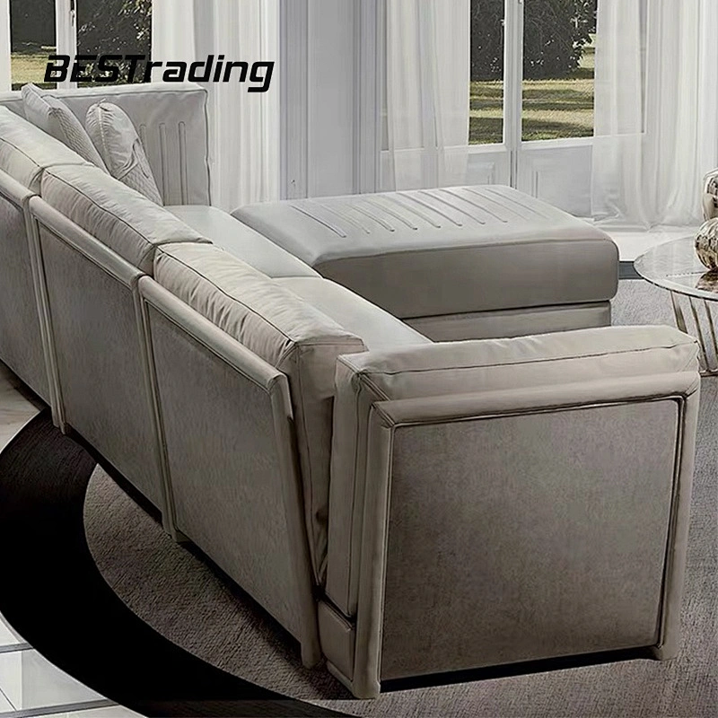 Italian leather corner sofa set 5 seater tuxedo sofa