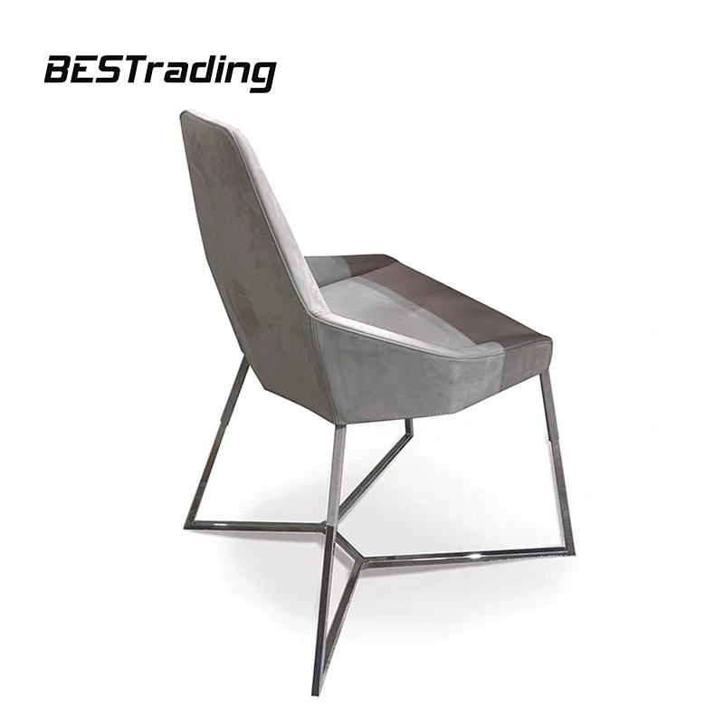 Italian Design Modern Dining Room Furniture Leather chair  Luxury Living Room Chairs Stainless Steel Chair