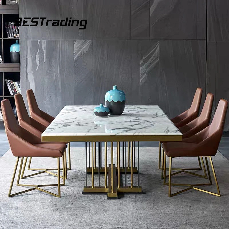 Italian Design Modern Dining Room Furniture Leather chair  Luxury Living Room Chairs Stainless Steel Chair
