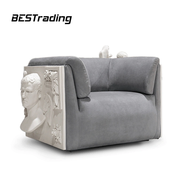 European style high end home furniture art design 3seater sofa with sculpture luxury single sofa chair living room sofa