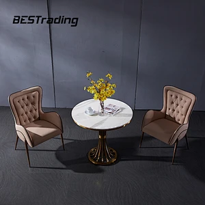 Luxury Dinning Room Restaurant Furniture Flocking Leather Arm Chair With Metal Legs Dining Chair