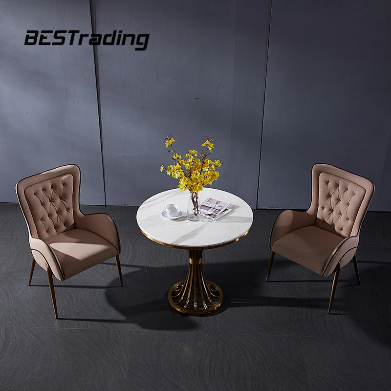 Luxury Dinning Room Restaurant Furniture Flocking Leather Arm Chair With Metal Legs Dining Chair