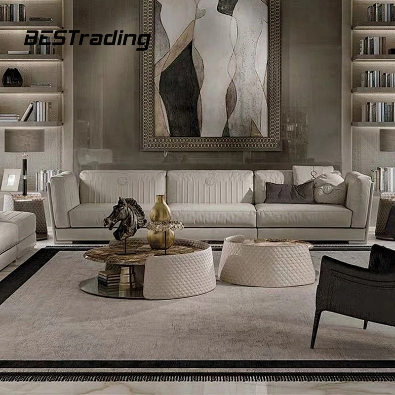 Italian leather corner sofa set 5 seater tuxedo sofa