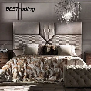 The Latest luxury bedroom furniture leather double bed with modern headboard storage Bed