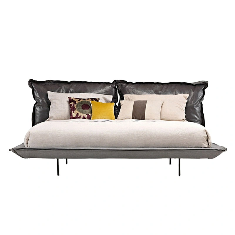 Stylish bed room furniture minimalist fabric or lether bed double bed