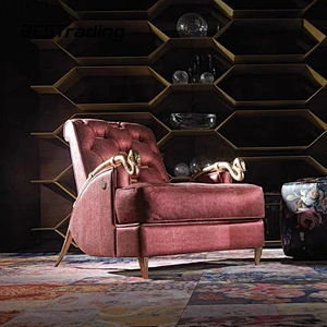 European Style High End Customized Home Furniture Luxury Leather Lounge Chair Relax Chair  Arm Chair