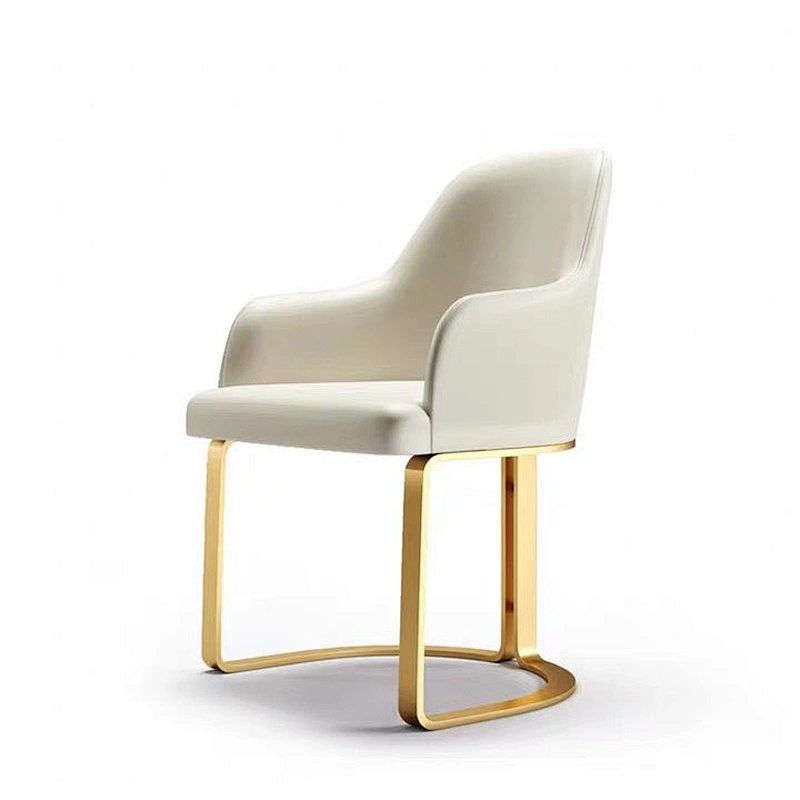 European Design Luxury Villa Dining Room Furniture Leather Chair Modern Dinning Chair  Metal Chair
