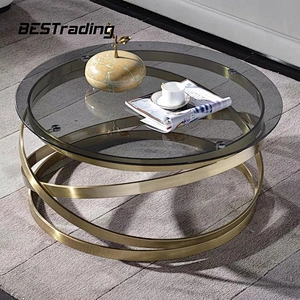 High Quality Italian Style Living Room Furniture Stainless Steel Base Glass Top Center Table Modern Coffee Table