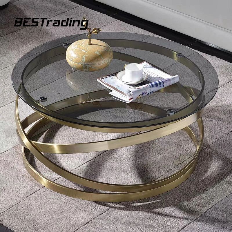 High Quality Italian Style Living Room Furniture Stainless Steel Base Glass Top Center Table Modern Coffee Table