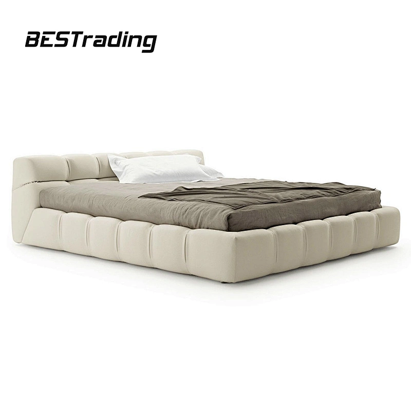 Modern design bed room set furniture Soft Velvet fabric Double bed