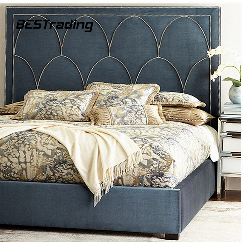 Latest Modern Fashion bedroom set Leather Material Upholstery King Size double bed bed room furniture
