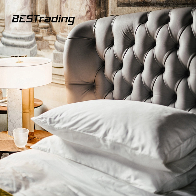 Italian Style  bed furniture Royal luxury king size  tufted bed leather bed