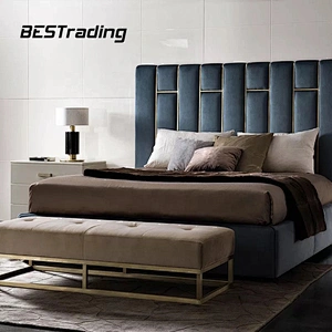 Luxury italian bedroom furniture leather king size bed