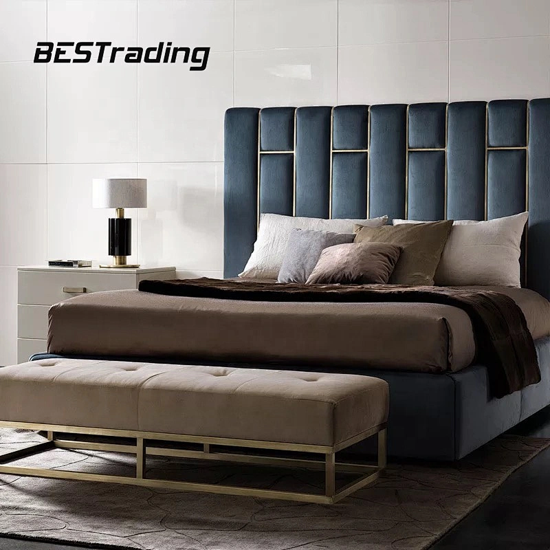 Luxury italian bedroom furniture leather king size bed