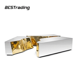 Italian Design Living Room Furniture Modern Coffee Table White Stainless Steel Center Table