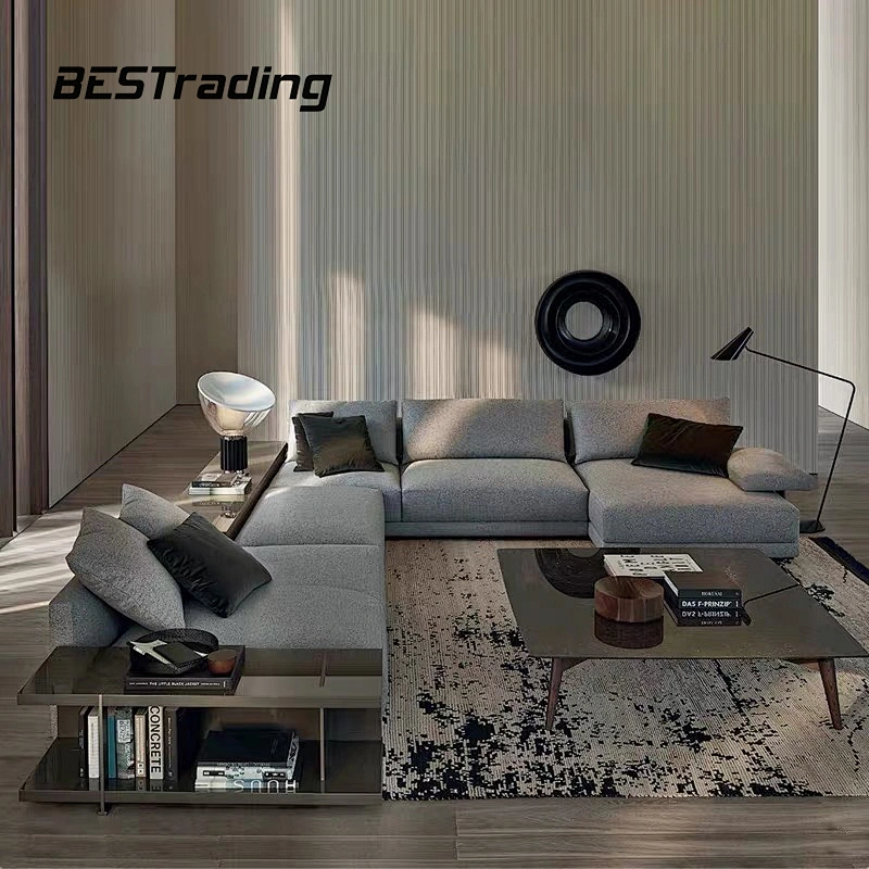 Latest design Living Room Lounge Furniture L Shaped Velvet Fabric Sectional Sofa