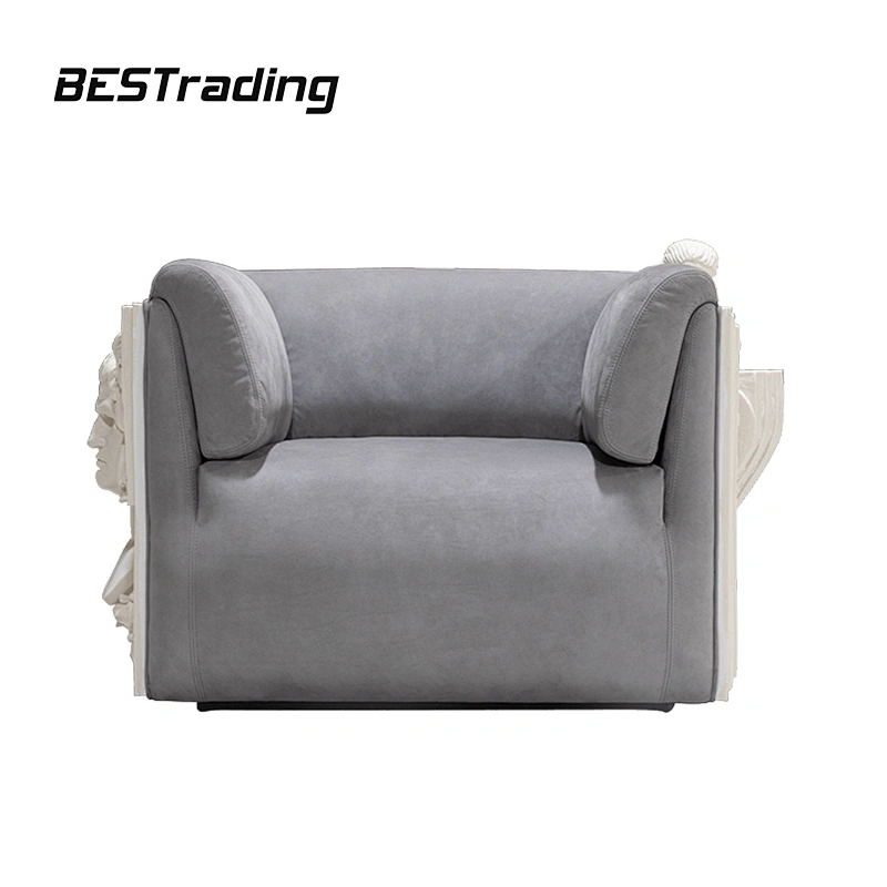 European style high end home furniture art design 3seater sofa with sculpture luxury single sofa chair living room sofa