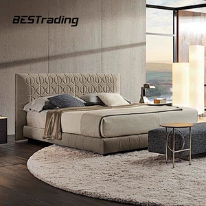 Bed room furniture leather bed