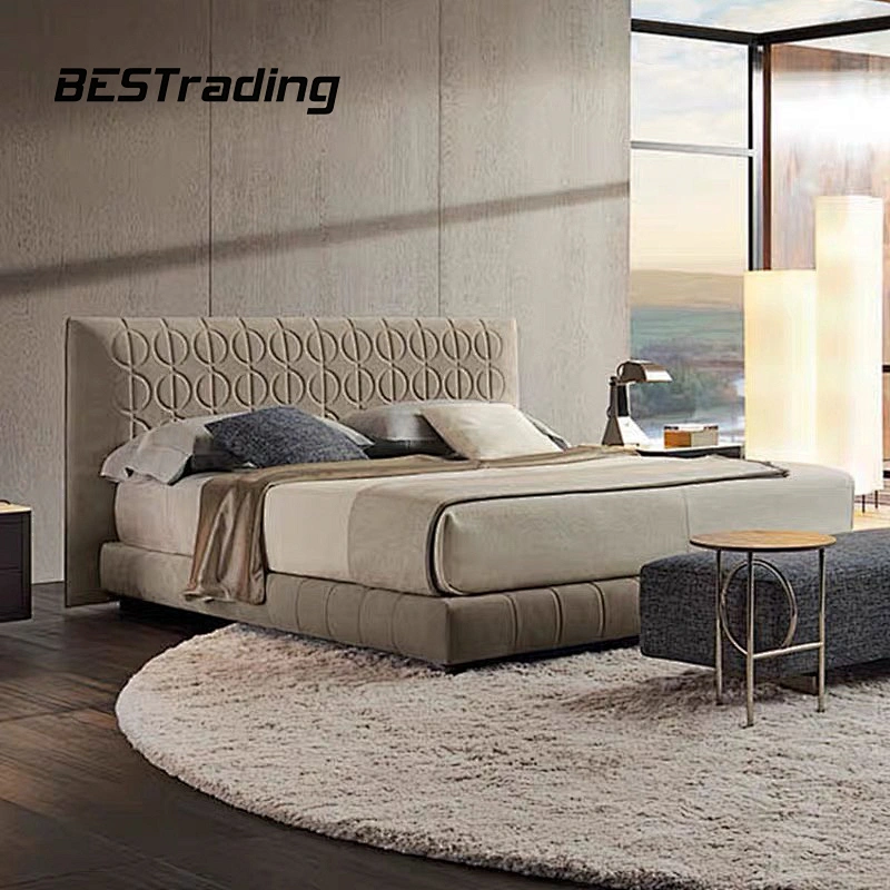 Bed room furniture leather bed