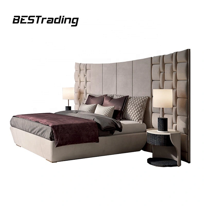 Latest double bed designs full wood frame bed