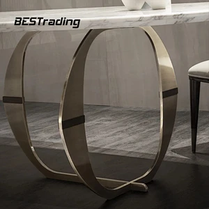 High End Customized Dinning Table Modern Luxury Marble Top Metal Dining Tables Sets Dinning Table