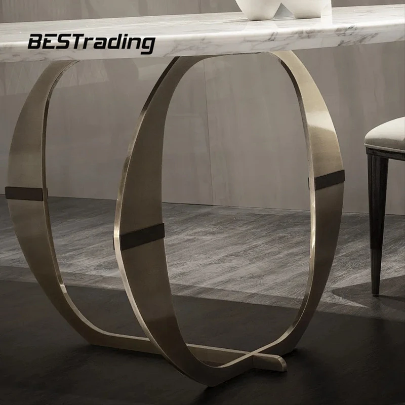 High End Customized Dinning Table Modern Luxury Marble Top Metal Dining Tables Sets Dinning Table