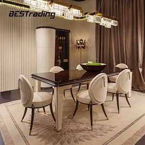 Modern Luxury Dining Home Sets wooden legs Leather Upholstered Dining Chair