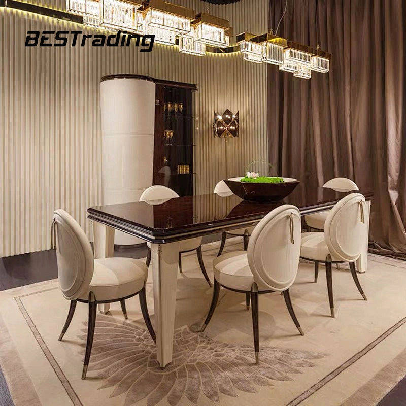 Modern Luxury Dining Home Sets wooden legs Leather Upholstered Dining Chair