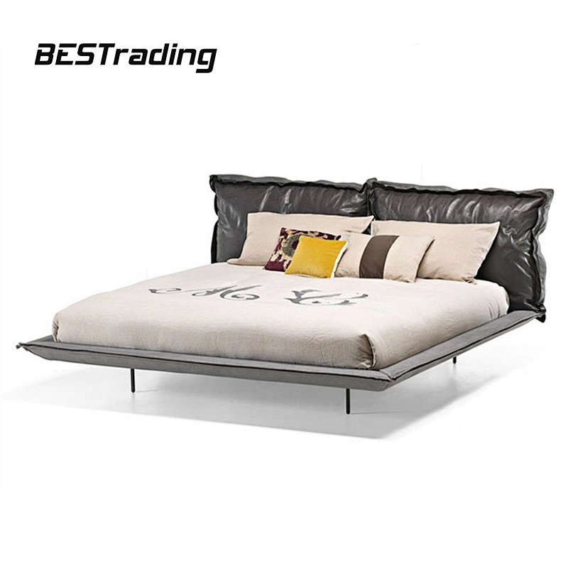 Stylish bed room furniture minimalist fabric or lether bed double bed