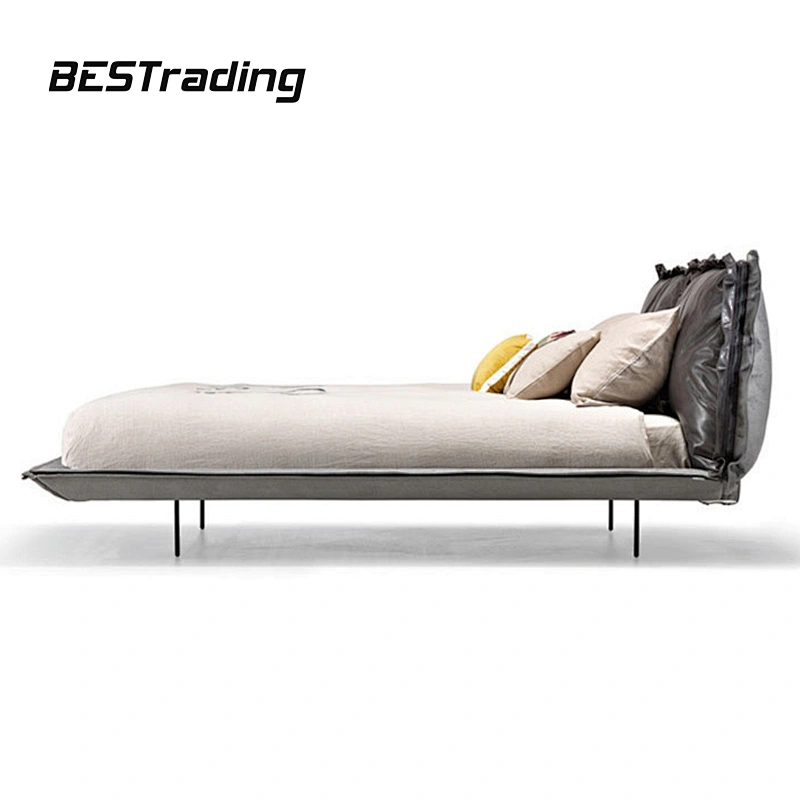 Stylish bed room furniture minimalist fabric or lether bed double bed