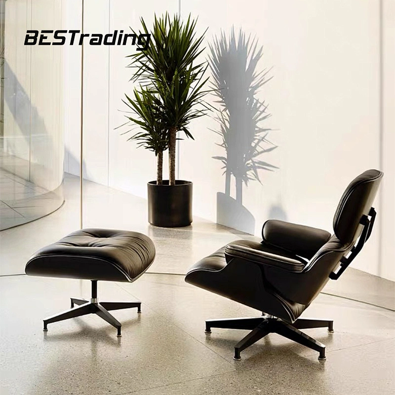 Classic Design Living Room Furniture Leathe Swivel Chair Cowhide Single Chair Lounge Arm Chair