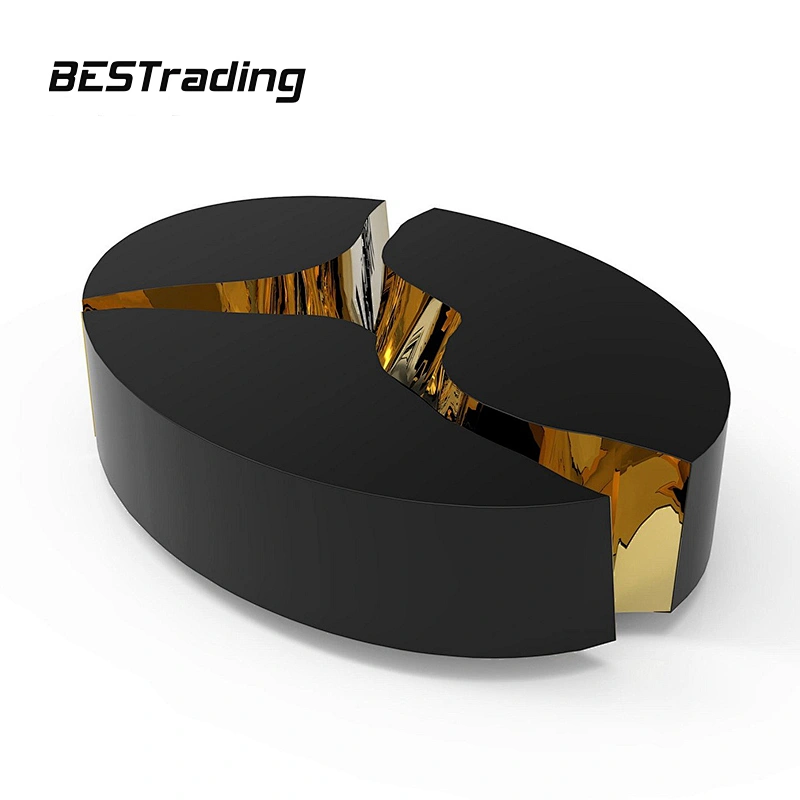 Foshan supplier Luxury living room Furniture Gold Stainless Steel Frame mirrored Sectional Coffee Table