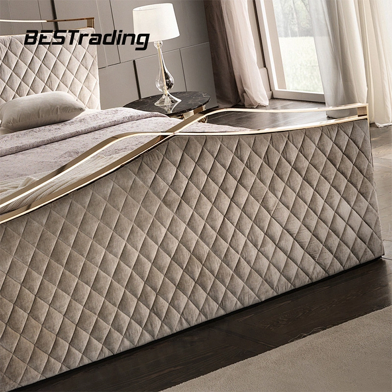 High Quality bedroom set nubuck double bed Luxury bed room furniture