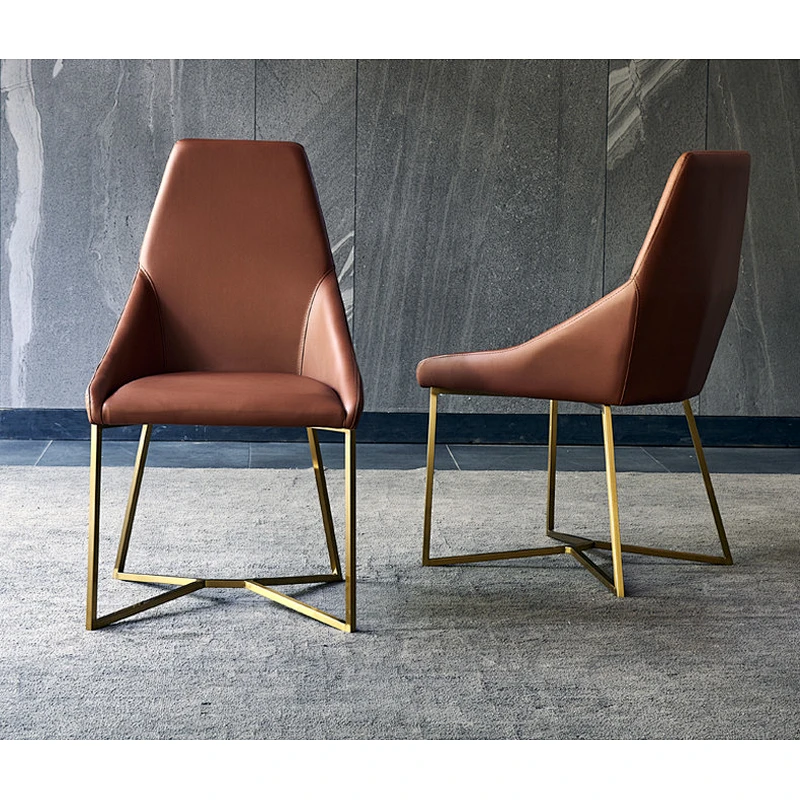 Italian Design Modern Dining Room Furniture Leather chair  Luxury Living Room Chairs Stainless Steel Chair