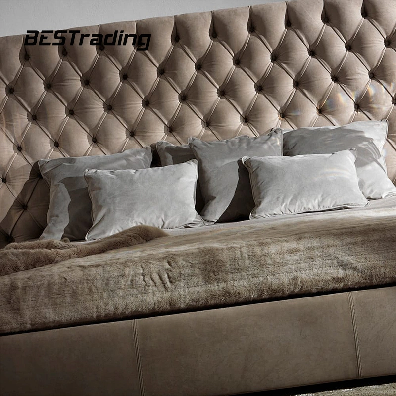 luxury italian bed room furniture king size modern italian latest double bed designer furniture set leather velet luxury bed