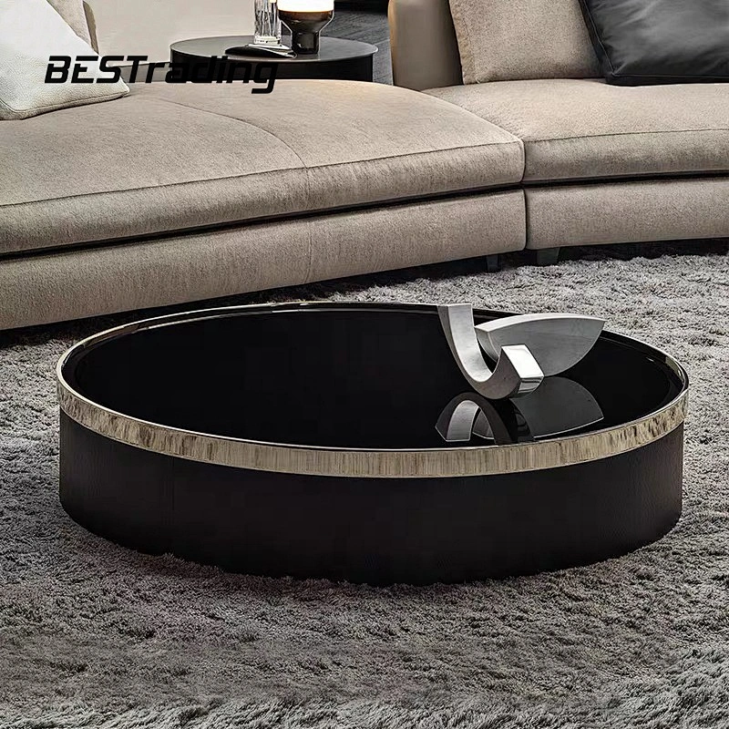 Modern round glass coffee table