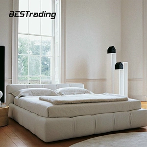 Modern design bed room set furniture Soft Velvet fabric Double bed