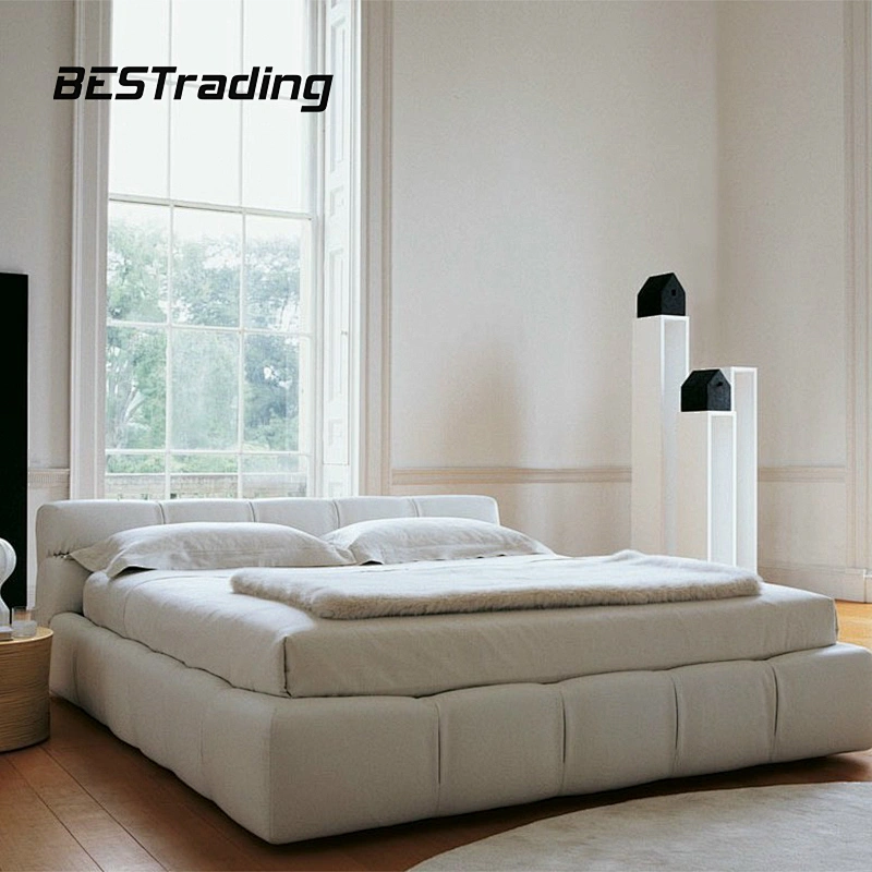 Modern design bed room set furniture Soft Velvet fabric Double bed