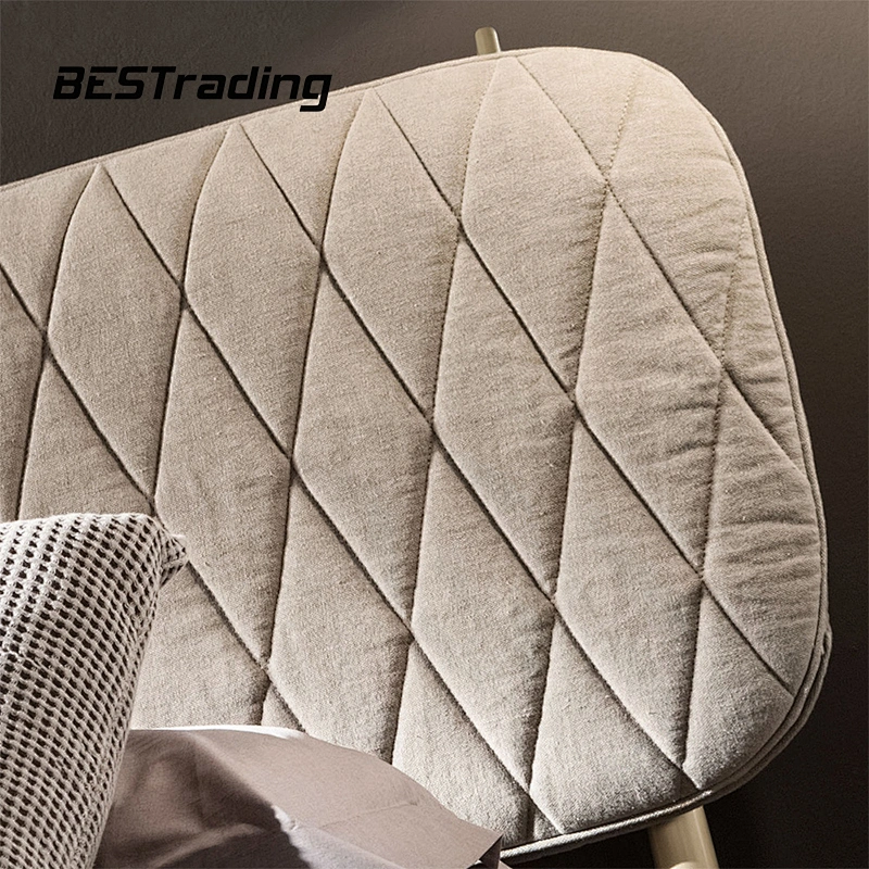 Light luxury bedroom furniture double bed nordic minimalist  fabric bed