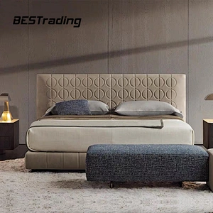 Bed room furniture leather bed